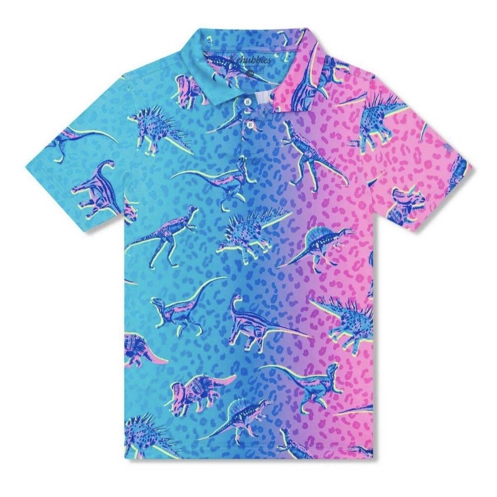 Chubbies The Dino Delight Performance Polo Youth Boy’s L Preppy Surfer Beach - Picture 2 of 7